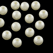 Matte Round ABS Plastic Imitation Pearl Beads, Beige, 6mm, Hole: 1mm(X-SACR-R880-6mm-Z24)