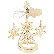 430 and 201 Stainless Steel Rotating Candlestick Tealight Candle Holder, with Iron Snowflake, for Wedding Christmas Party Decoration, Golden, 7.8x12cm(DJEW-WH0039-24G)