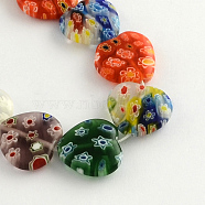 Heart Handmade Millefiori Glass Beads Strands, Mixed Color, 8x8x3mm, Hole: 0.5mm, about 48pcs/strand, 13.7 inch(X-LK-R004-65)