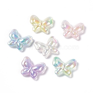 Opaque Acrylic Beads, with Glitter Powder, AB Color, Butterfly, Mixed Color, 27x32x8.5mm, Hole: 2mm(X-OACR-C009-02)