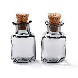 Square Glass Cork Bottles Ornament, Glass Empty Wishing Bottles, DIY Vials for Pendant Decorations, Dark Gray, 1.4x1.4x2.3cm(GLAA-D002-04A)