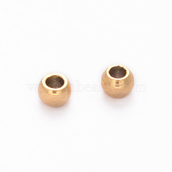 Barrel Ion Plating(IP) 304 Stainless Steel Beads, Golden, 2x1mm, Hole: 0.5mm(STAS-F098-01)
