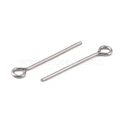 304 Stainless Steel Eye Pin, Stainless Steel Color, 20 Gauge(0.8mm), 22x0.8mm, Hole: 2mm(STAS-I318-D05-P)