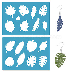 Acrylic Earring Handwork Template, Card Leather Cutting Stencils, Deep Sky Blue, Leaf Pattern, 130x90x2mm, 2pcs/set(DIY-WH0359-037)