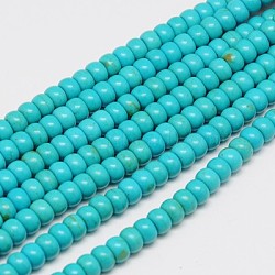 Synthetic Turquoise Beads Strands, Dyed, Rondelle, Cyan, 6x4mm, Hole: 1mm, about 88~90pcs/strand, 15 inch(TURQ-G109-6x4mm-10)