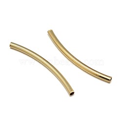 Eco-Friendly Brass Curved Tube Beads, Curved Tube Noodle Beads, Lead Free & Nickel Free & Cadmium Free, Real 18K Gold Plated, 30x2mm, Hole: 1.5mm(KK-F0317-12G-B-NR)