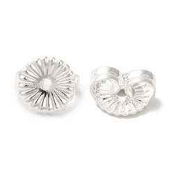 Brass Earring Nuts, Lead Free & Cadmium Free, Flower, 925 Sterling Silver Plated, 6x3.5mm, Hole: 1mm(KK-K383-25B-S)