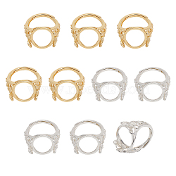 10Pcs 2 Colors Adjustable Brass Pad Ring Settings, Flower with Oval Tray, Golden & Silver, US Size 6 1/2(17mm), Tray: 18.5x14.5mm, 5Pcs/color(KK-CA0002-39)