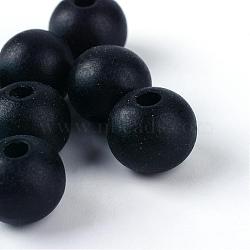 Natural Wood Beads, Lead Free, Round, Dyed, Matte Style, Black, 12x10.5~11mm, Hole: 3~3.5mm, about 900pcs/500g(WOOD-S659-19-LF)