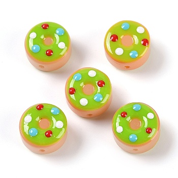 Lampwork Beads, Doughnut, Lime, 15x10mm, Hole: 1.2mm