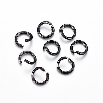 304 Stainless Steel Open Jump Rings, Electrophoresis Black, 21 Gauge, 5x0.7mm, Inner Diameter: 3.6mm
