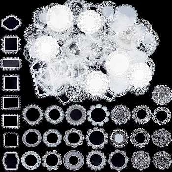 5 Sets 5 Styles PET Waterproof Hollow Lace Decorative Stickers, Self Adhesive Decals for DIY Scrapbooking, Photo Album, Geometric & Round & Flower, Mixed Patterns, 50~65x0.1mm, 1 set/style