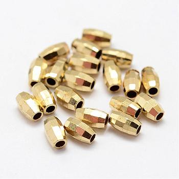 Brass Beads, Oval, Nickel Free, Faceted, Raw(Unplated), 5x3mm, Hole: 1.5mm