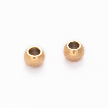 Barrel Ion Plating(IP) 304 Stainless Steel Beads, Golden, 2x1mm, Hole: 0.5mm
