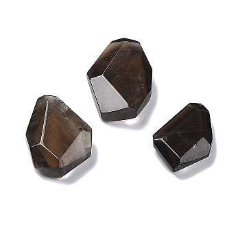 Natural Smoky Quartz Beads, No Hole/Undrilled, Faceted, Nuggets, 20.5~27.5x13~21x6~7mm