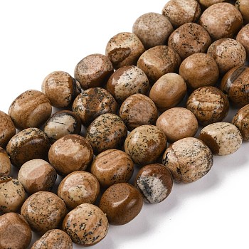 Natural Picture Jasper Beads Strands, Nuggets, Tumbled Stone, 9~17x8~12x6~8mm, Hole: 1mm, about 38pcs/strand, 15.55''(39.5cm)