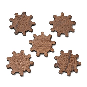 Walnut Wood Cabochons, Gear, Camel, 23.5x2mm
