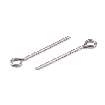 304 Stainless Steel Eye Pin, Stainless Steel Color, 20 Gauge(0.8mm), 22x0.8mm, Hole: 2mm