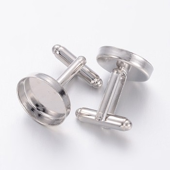 Brass Cuff Button, Cufflink Findings for Apparel Accessories, Platinum Color, 21x18mm
