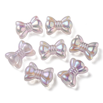 UV Plating Luminous Transparent Acrylic Beads, Glow in The Dark, Bowknot, Lavender, 24.5x32.5x12mm, Hole: 4mm