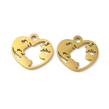 Ion Plating(IP) 304 Stainless Steel Charms, Laser Cut, Heart Charm, Golden, 11.5x13x1mm, Hole: 1.5mm