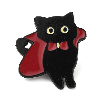 Cat Enamel Pins, Black Alloy Badge for Backpack Clothes, Clothes, 28.5x26x1.3mm