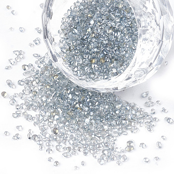 Plated Glass Seed Beads, For Nail Art Decoration Accessories, No Hole/Undrilled, Chip, Light Steel Blue, 1.5~5x1.5~2x1.5~2mm, about 450g/bag