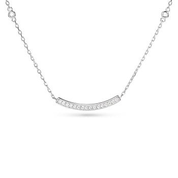 TINYSAND CZ Jewelry 925 Sterling Silver Cubic Zirconia Bar Pendant Necklaces, Silver, 19 inch