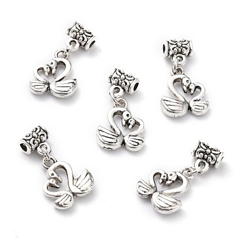 Tibetan Style Alloy Beads, Swan, Antique Silver, 22mm, Hole: 2mm