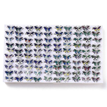 100Pcs Butterfly Adjustable Mood Ring, Temperature Change Color Emotion Feeling Alloy Band Rings for Women, Platinum, Inner Diameter: 17.6mm