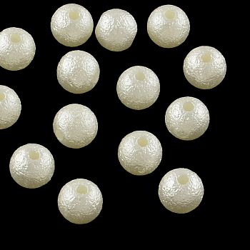 Matte Round ABS Plastic Imitation Pearl Beads, Beige, 6mm, Hole: 1mm