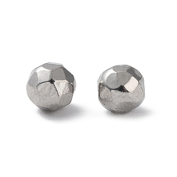303 Stainless Steel Beads, No Hole/Undrilled, Diamond Cut, Round, Stainless Steel Color, 4mm