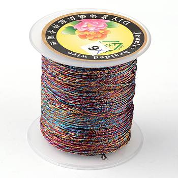 Round Metallic Thread, Embroidery Thread, 3-Ply, Colorful, 0.4mm, about 164.04 yards(150m)/roll