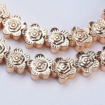 Non-magnetic Synthetic Hematite Beads Strands, Smooth Surface, Sunflower, Light Gold Plated, 7.5x3mm, Hole: 1mm, about 57~58pcs/strand, 15.9 inch(40.5cm)