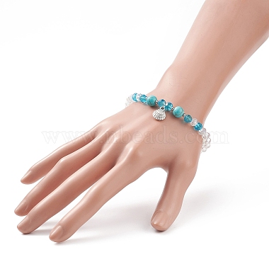6Pcs 6 Style Synthetic Turquoise & Glass Beaded Stretch Bracelets Set(BJEW-JB08995)-3