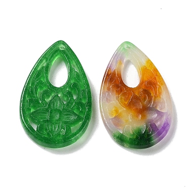 Natural White Jade Dyed Engraved Pendants(G-Q009-03)-2