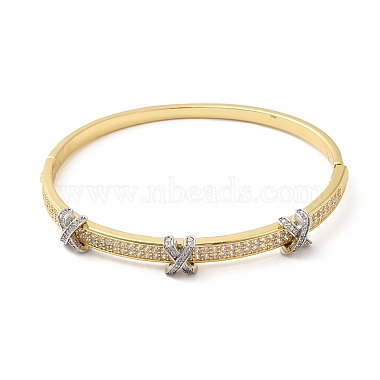 Rack Plating Brass Hinged Bangles with Cubic Zirconia(BJEW-D059-01G)-2