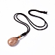 Dyed Natural Fossil Coral Teardrop Pendant Necklace with Nylon Cord for Women(NJEW-C002-04)-2
