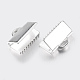 Silver Color Plated Brass Ribbon Crimp Ends(J0JMT-S-NF)-1