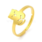 201 Stainless Steel Adjustable Rings for Women, Golden, Cat Shape, 11.5mm, Inner Diameter: 18mm(RJEW-D082-02E)
