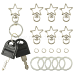 20Sets Star Alloy Swivel Clasps, Lanyard Push Gate Snap Clasps, 20Pcs Iron Split Key Rings, Platinum, 3.4x2.4x0.6cm, Hole: 9x5mm, Jump Ring: 8x1mm(DIY-YW0017-37P)