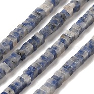 Natural Blue Spot Jasper Beads Strands, Square, 3x3x1.5mm, Hole: 1mm, about 240pcs/strand, 16.14 inch(41cm)(G-N342-82)