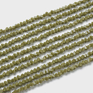 Glass Beads Strands, Imitation Jade Glass, Faceted, Polygon, Olive, 2.5x2.5x2.5mm, Hole: 0.7mm, about 150pcs/strand, 13.39''(34cm)(X-GLAA-L031-01-C08)