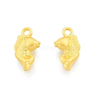 Alloy Pendants, Goldfish Charms, Matte Gold Color, 14.5x8.5x3.5mm, Hole: 1.6mm(FIND-A017-49MG)