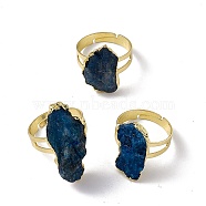 Natural Kyanite/Cyanite/Disthene Irregular Nugget Adjustable Ring, Brass Jewelry for Women, Cadmium Free & Lead Free, Golden, US Size 9 3/4(19.5mm)(RJEW-G269-01G)