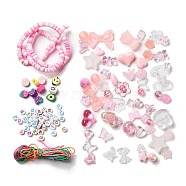 DIY Candy Color Beaded Pendant Decoration Making Kits, Pink, 6x1.2mm(DIY-P081-B04)
