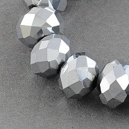 Electroplate Glass Bead Strands, Faceted, Rondelle, Platinum Plated, 3x2mm, Hole: 0.5mm, about 188~190pcs/strand, 14.5 inch(X-EGLA-R080-2mm-01)