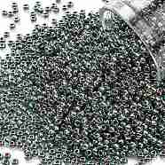 TOHO Round Seed Beads, Japanese Seed Beads, (990) Gilt Lined Aqua, 11/0, 2.2mm, Hole: 0.8mm, about 50000pcs/pound(SEED-TR11-0990)