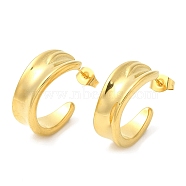 Ion Plating(IP) 304 Stainless Steel Round Stud Earrings, Half Hoop Earrings, Real 18K Gold Plated, 19x8mm(EJEW-B026-08G)