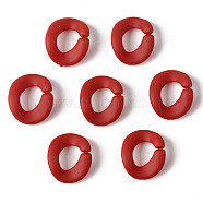 Rubberized Style Acrylic Linking Rings, Quick Link Connectors, For Curb Chains Making, Oval, Red, 19x16x3mm, Inner Diameter: 10x7mm(OACR-N011-008A)